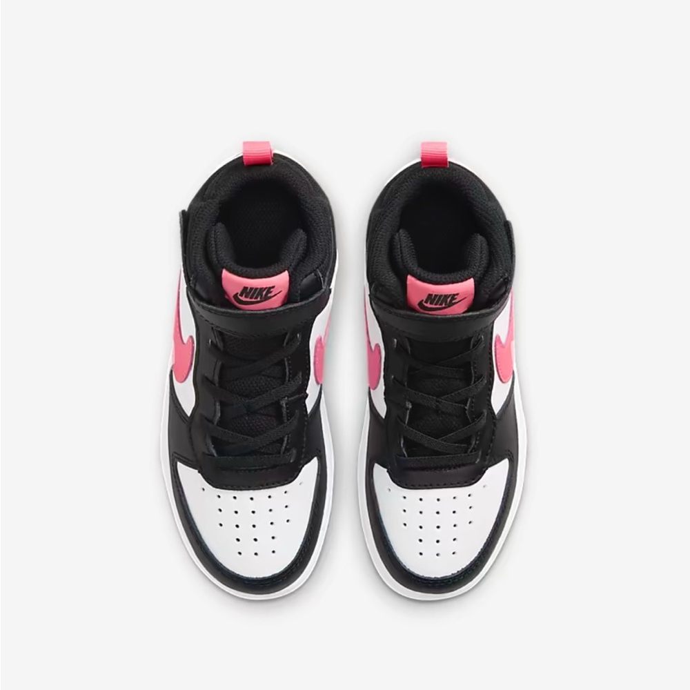 Nike Court Borough 2 Mid shoes. Black, white, and pink. New in box. Unworn.